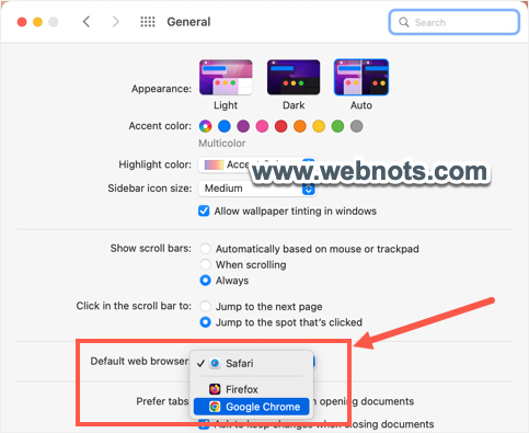 在 macOS Monterey 或更早版本中设置默认浏览器