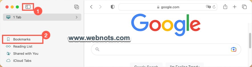 在 Mac Safari 中显示边栏和打开书签