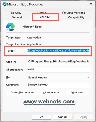 在边缘目标路径中为暗模式添加力参数