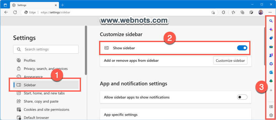 在 Edge 中启用边栏