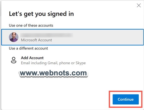 选择要登录的帐户或添加新帐户