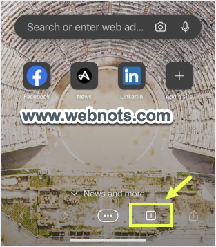 点击 Edge Mobile 中的选项卡图标