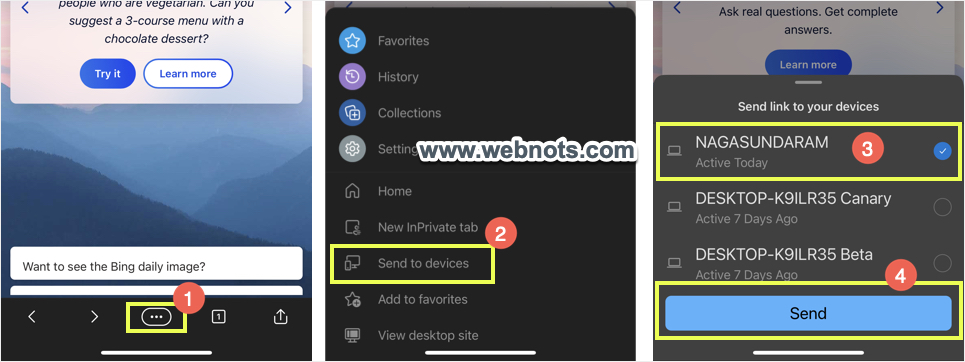 在 Edge 中将标签页从移动设备共享到桌面
