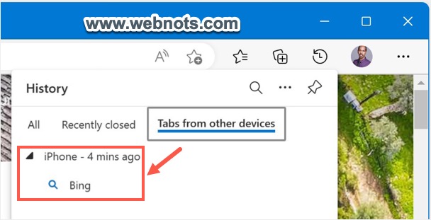 在 Edge 桌面应用程序中检查来自其他设备的选项卡