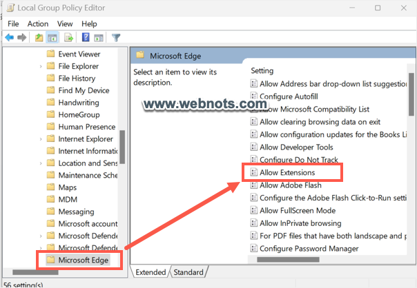 查找允许扩展策略