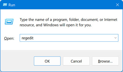 从运行中打开注册表编辑器