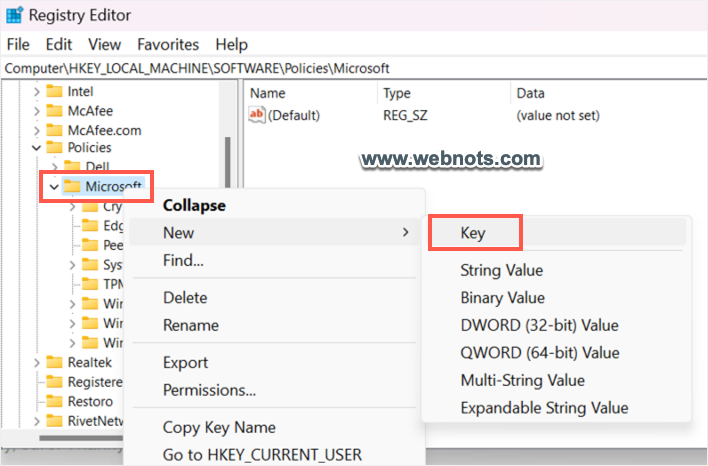 创建 MicrosoftEdge 注册表项文件夹