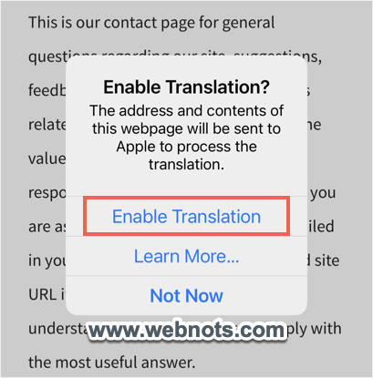 在 Safari 中启用翻译