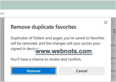 确认在 Edge 中删除重复的收藏夹