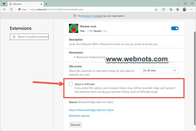 浏览器锁定扩展设置页面