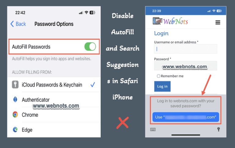 Disable AutoFill and Search Suggestions in Safari iPhone