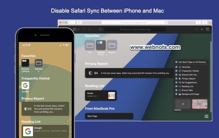 Disable Safari Sync Between iPhone and Mac