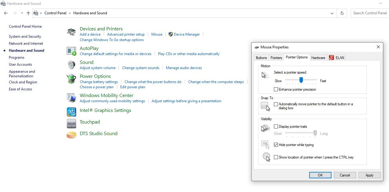 从 Windows 10 控制面板关闭鼠标属性中的增强指针精度