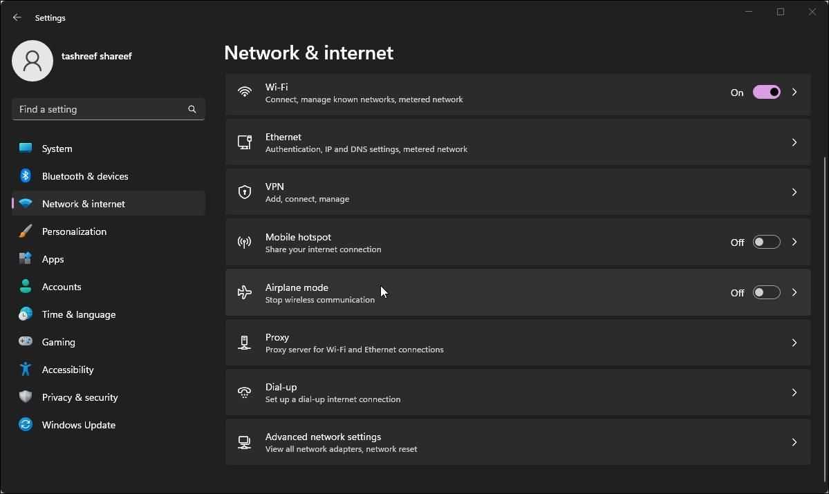 飞行模式 windows 11 设置