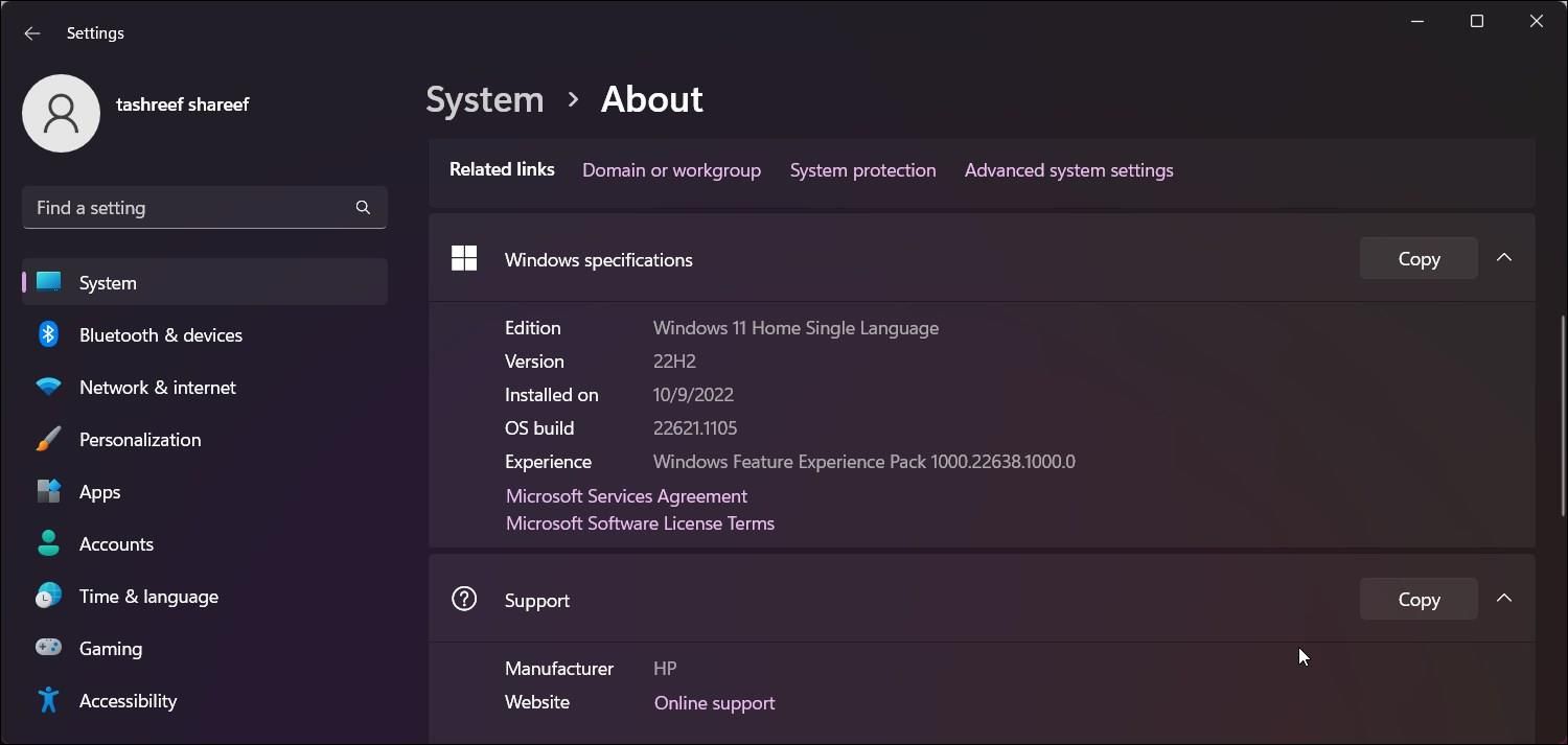 检查 Windows 规范 Windows 11