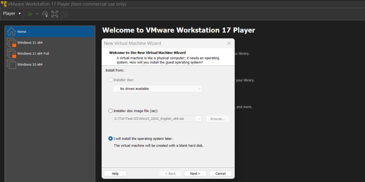 在 VMware Workstation 17 Player 中创建 Windows 11 虚拟机