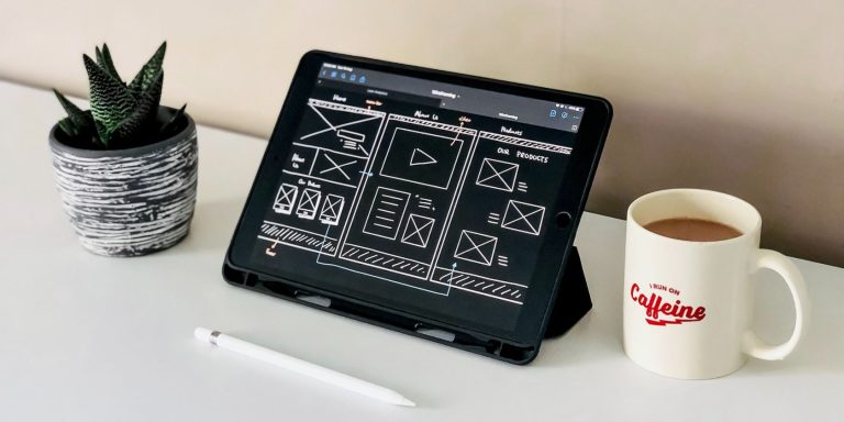 designing a website on a tablet