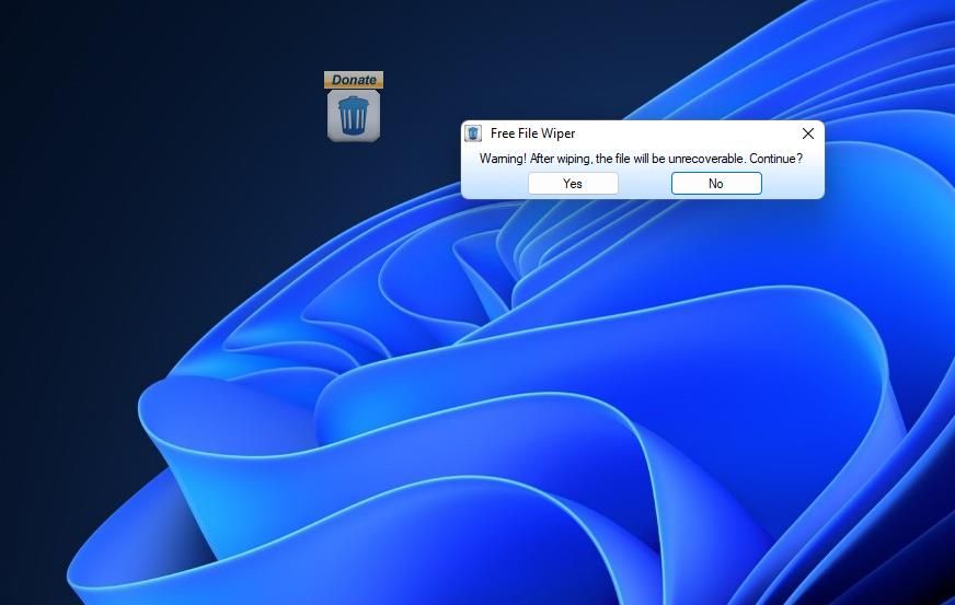 桌面上的 Free File Wiper bin 图标 