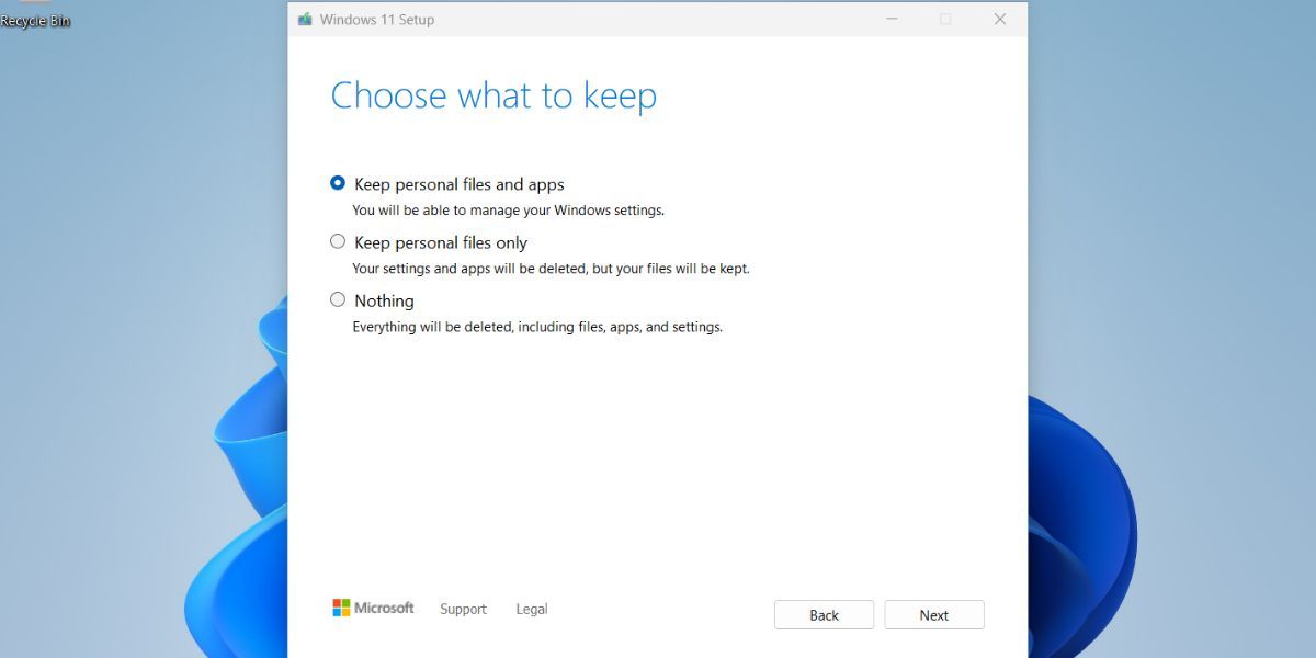 将所有文件和应用保留在 Windows 11 中