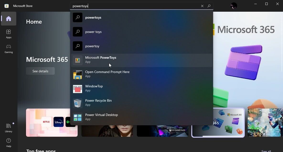 Microsoft Store 搜索 PowerToys