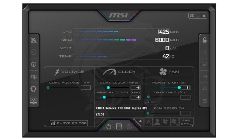 MSI afterburner PC 信息页面