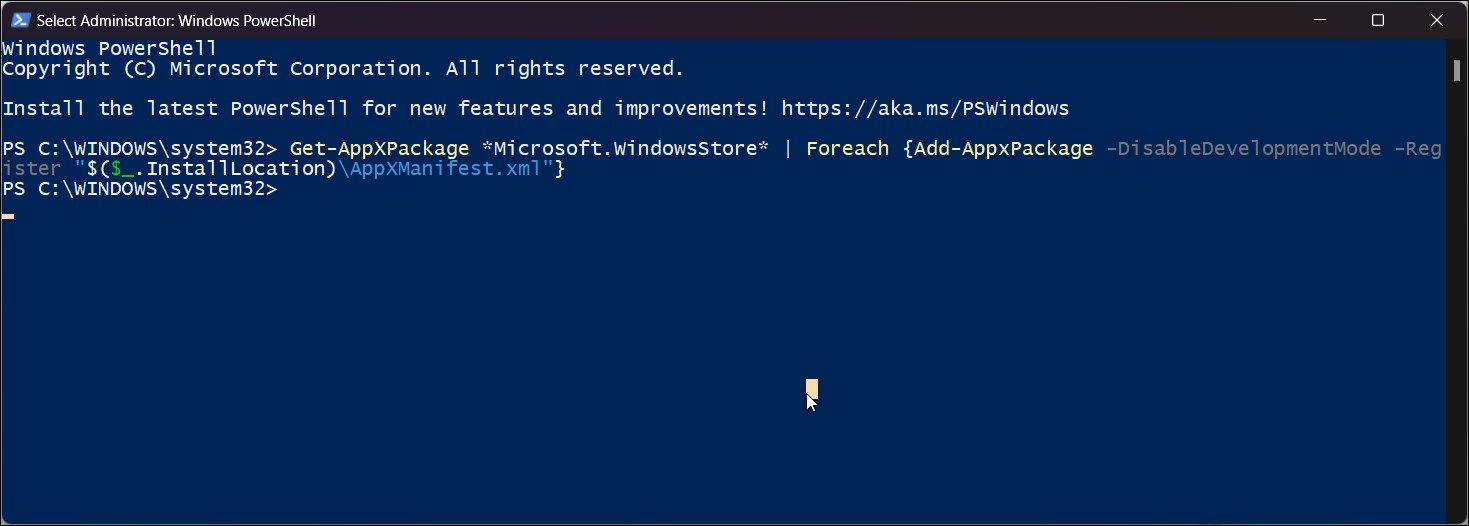 powershell re_register 微软商店应用程序