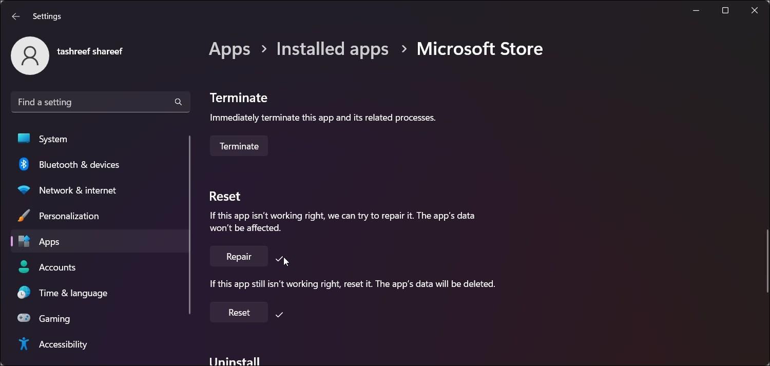 修复微软商店 Windows 11