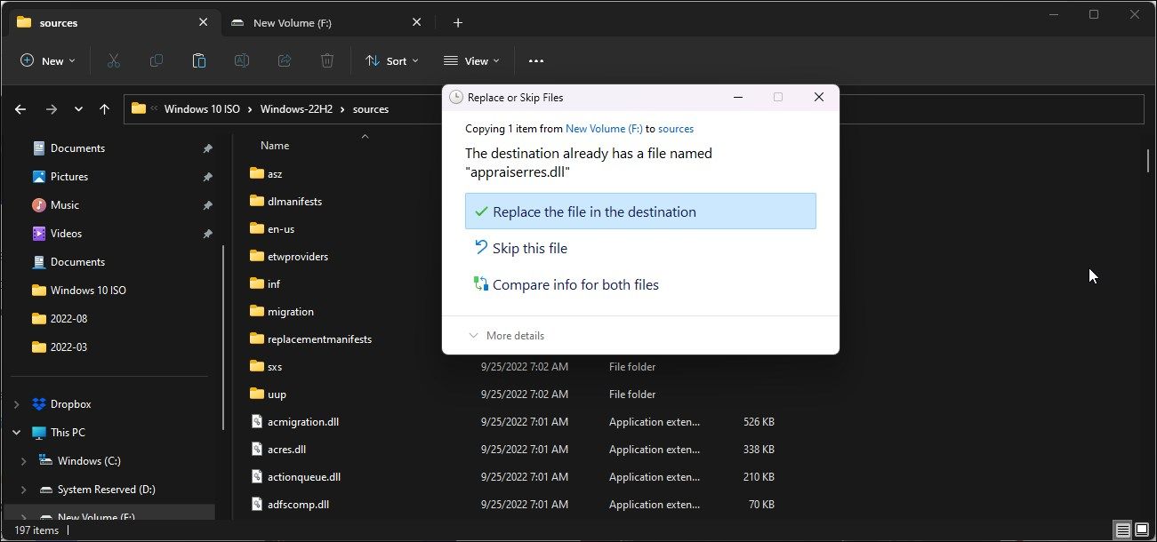 替换目标 appraiserrs ll windows 11 iso 中的文件