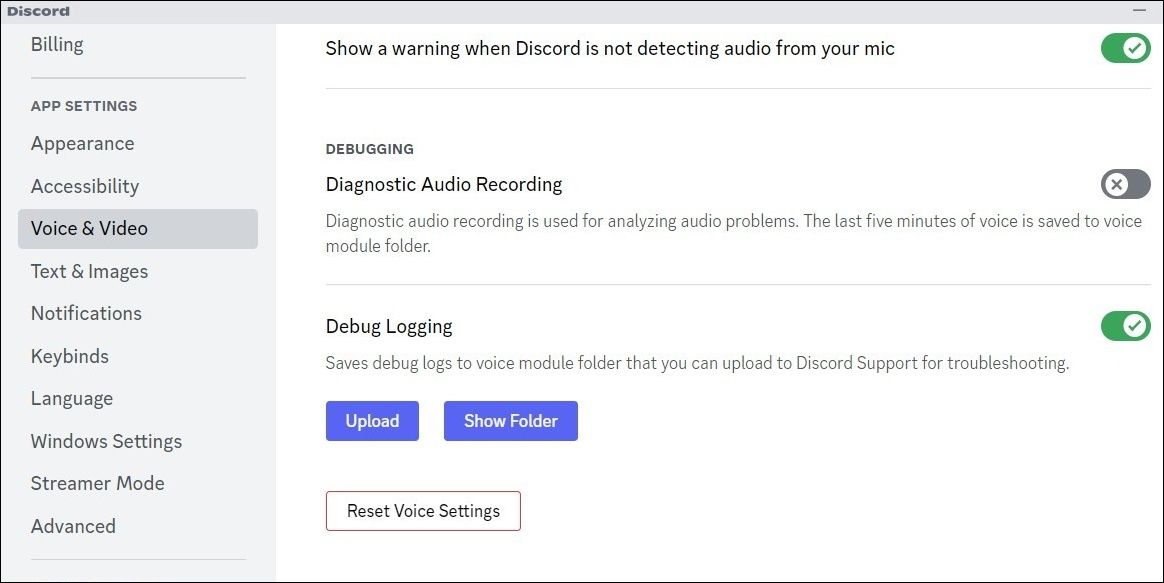 在 Discord 中重置语音设置