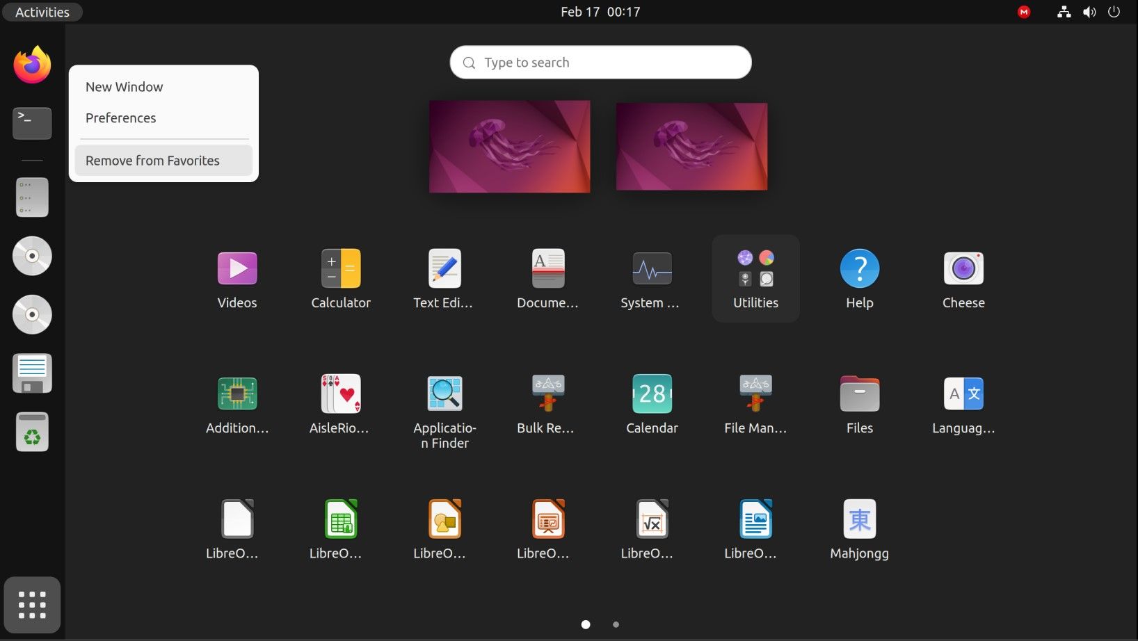 Ubuntu 上的快捷方式和图标列表