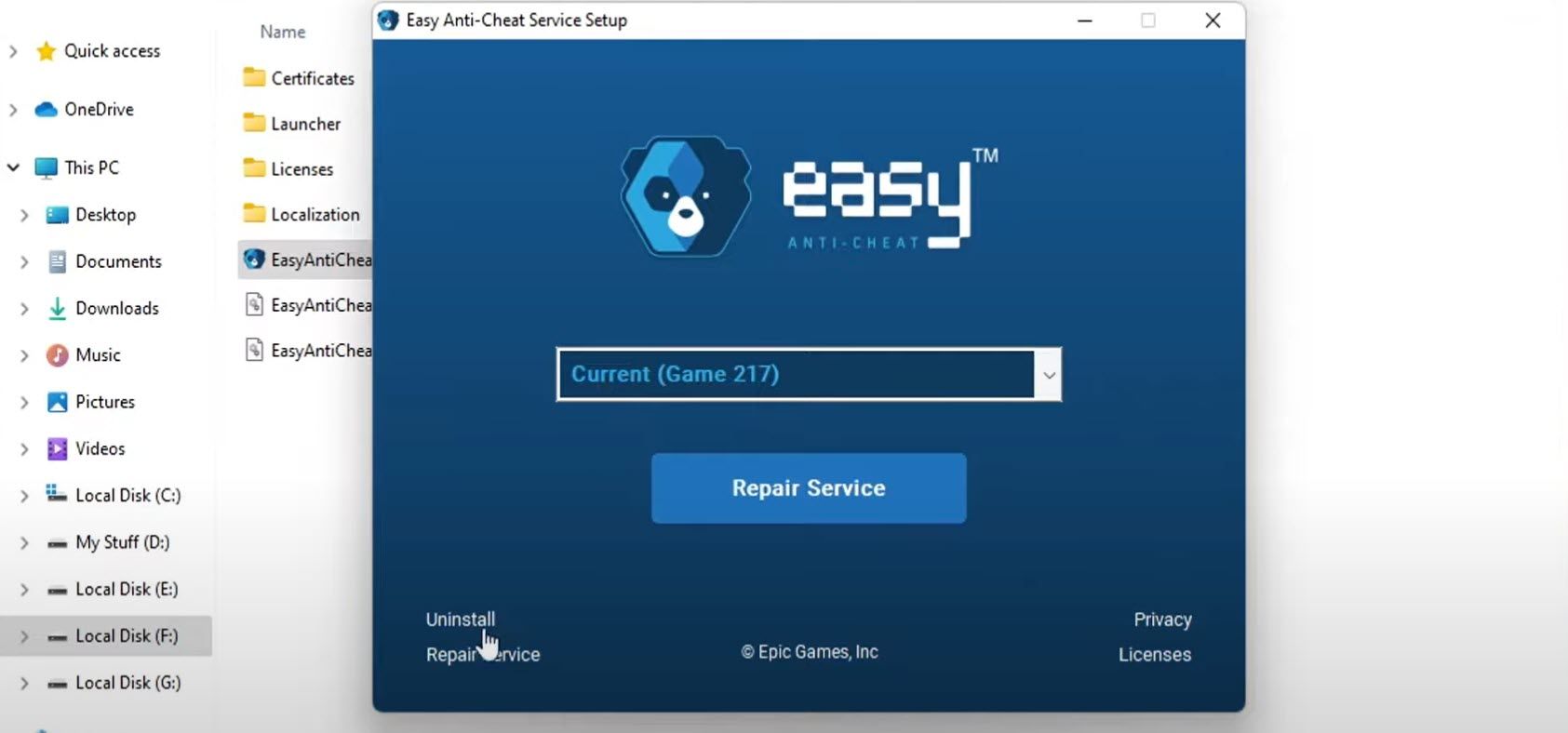 在 Windows 11 中卸载 Easy Anti-Cheat