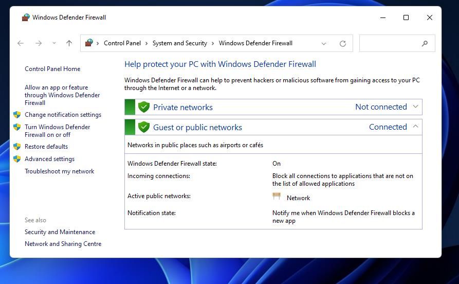 Windows Defender 防火墙小程序