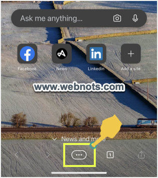点击 Edge iPhone 应用程序中的三个点