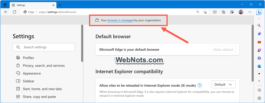 您的浏览器由 Edge 设置中的组织消息管理