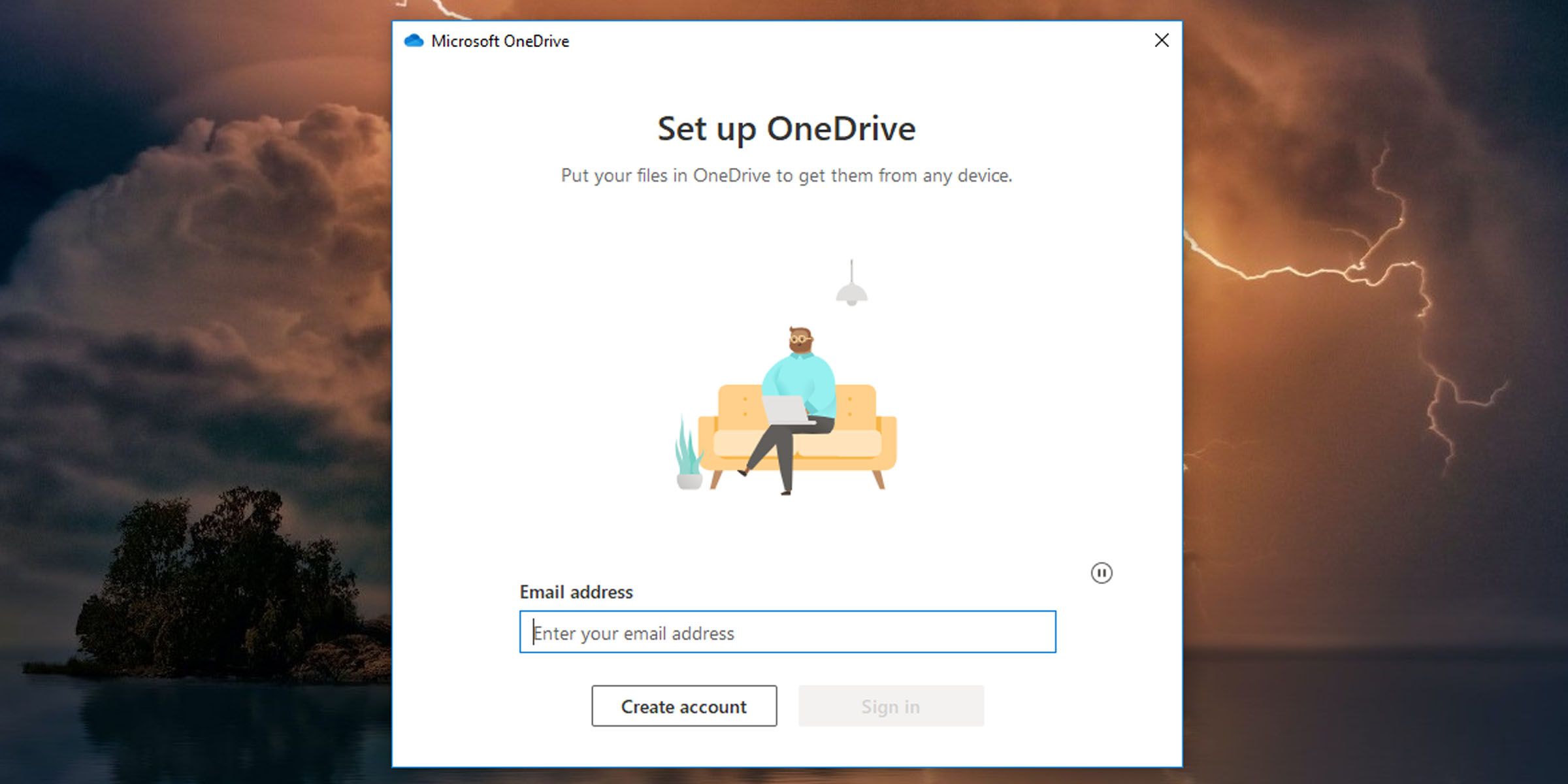 使用电子邮件登录 OneDrive