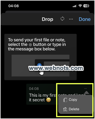 复制或删除发送的内容