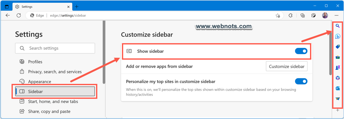 在 Edge Desktop 中启用边栏