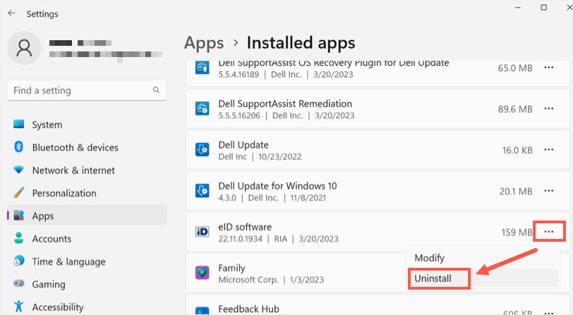 在 Windows 设置中查找和卸载边缘扩展