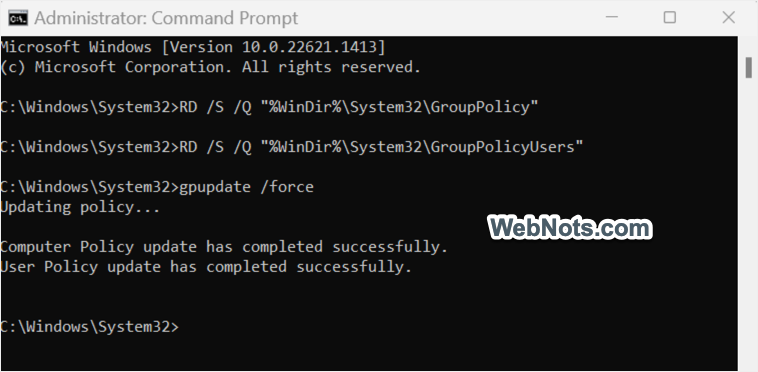 从命令提示符刷新本地组策略