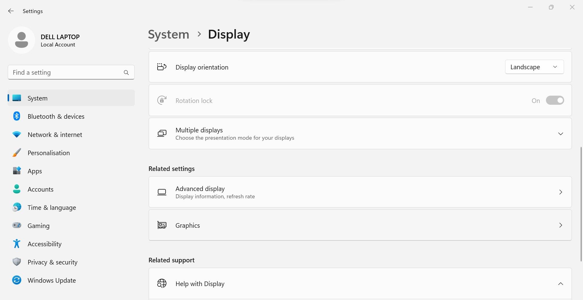 转到 Windows 设置应用程序中的图形设置