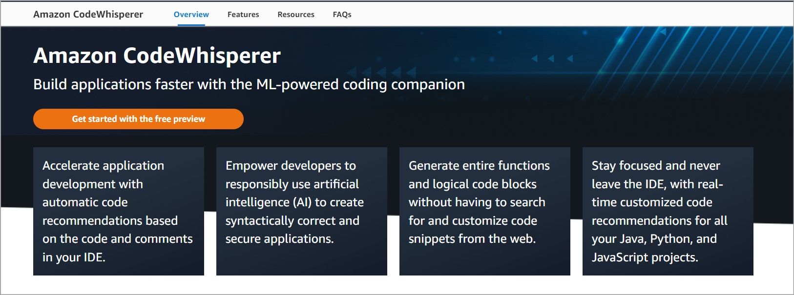 亚马逊 codewhisperer 主页