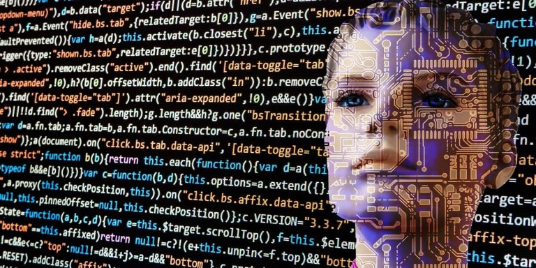 bunch of code with ai face
