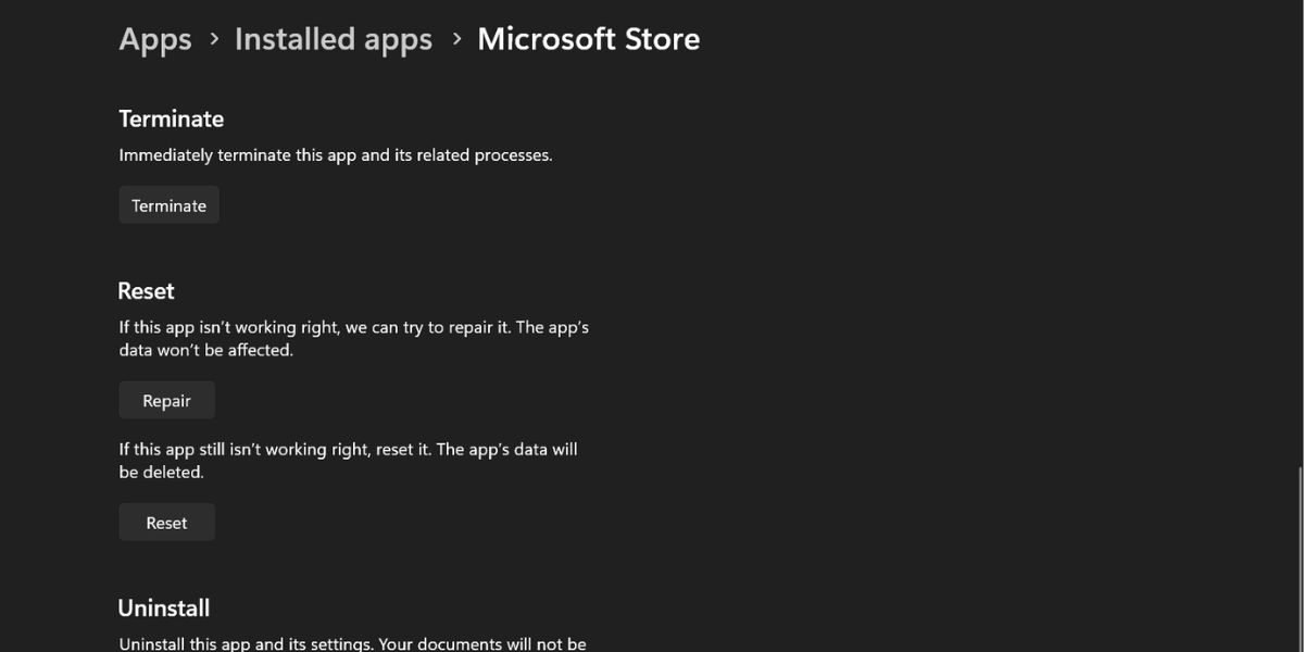 完全关闭并重新启动 Microsoft Store
