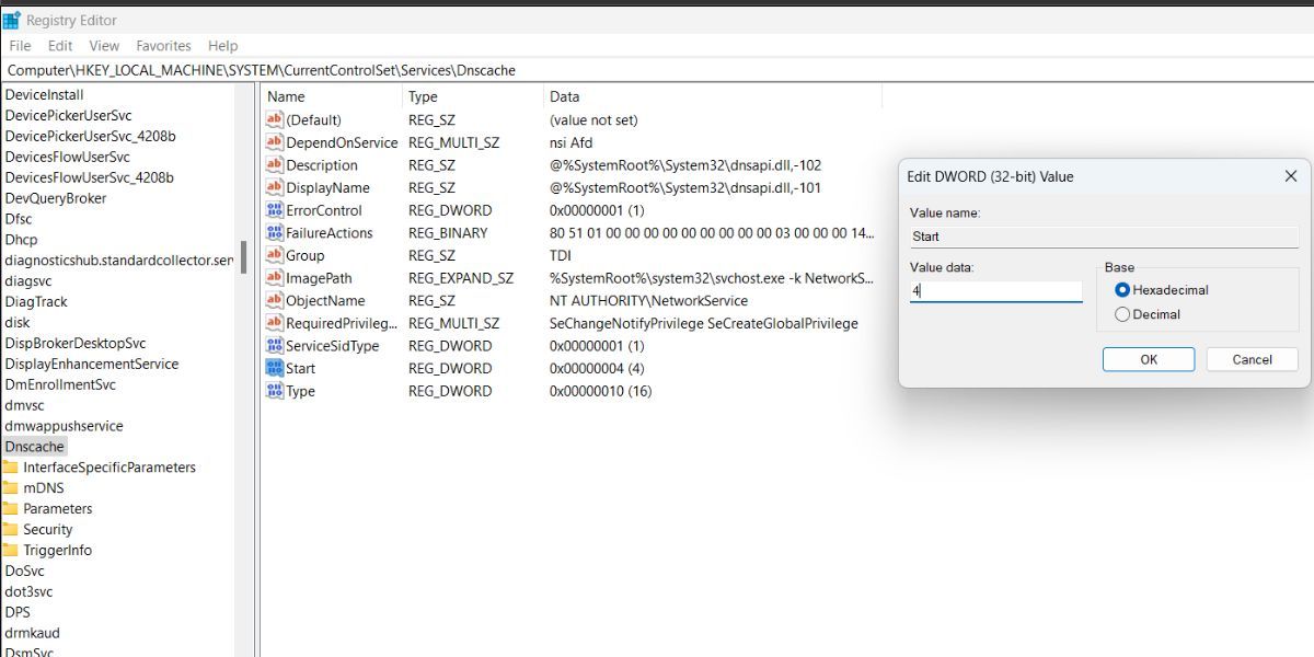 使用 Registry Editor-1 禁用 DNS 客戶端服務