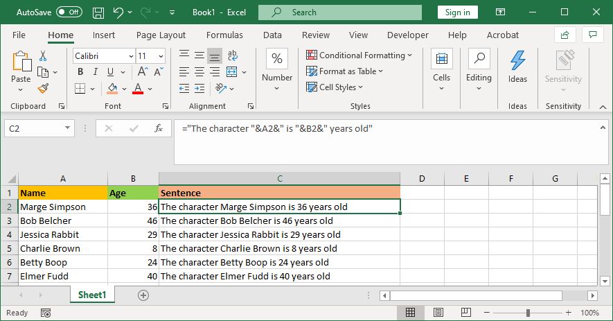 excel 带有附加文本的组合单元格