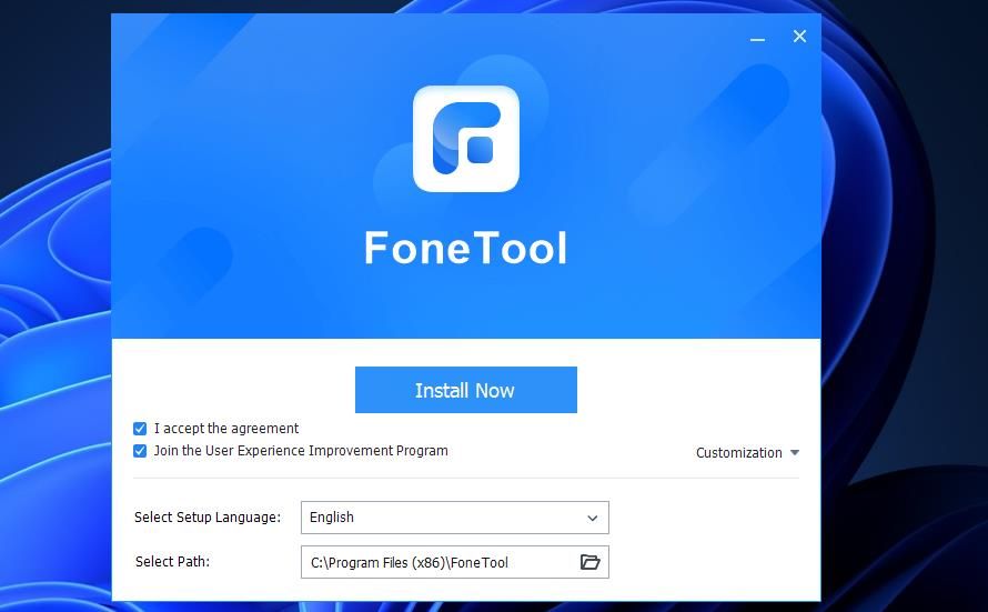 FoneTool 设置窗口