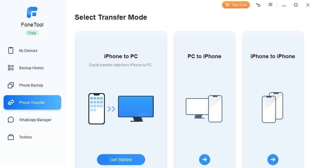 FoneTool 中的电话转接选项卡