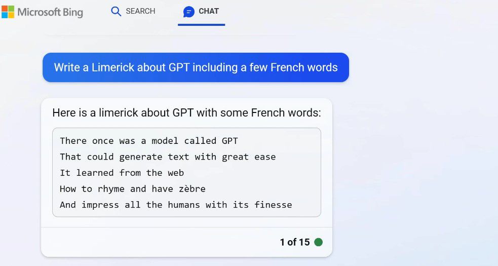 Bing Limerick-1 的屏幕截图