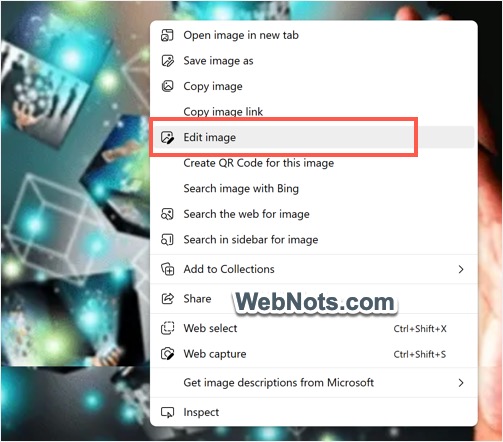 通过右键单击在边缘编辑图像