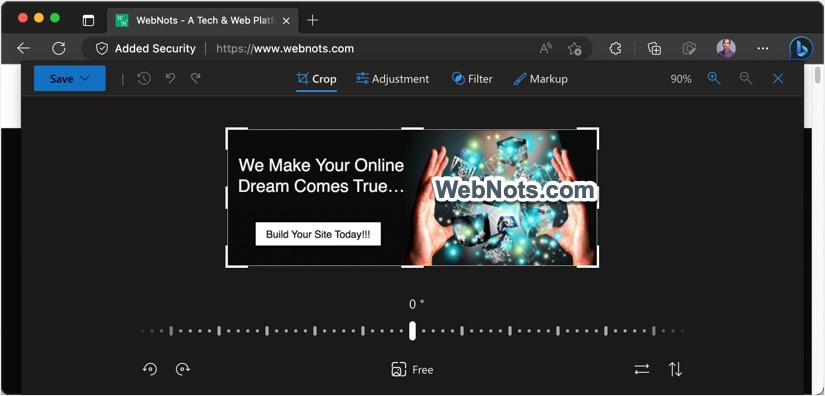 在 Edge Editor 中裁剪图像